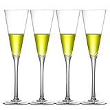 SUNESA Champagnerflöten 4 V-förmige Kristallglas-Champagner-Gläser -180ml, hochwertiges...