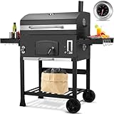 Grill Holzkohlegrill XXL, BBQ Smoker, Holzkohlegrill mit Deckel, Grillwagen Holzkohle mit Grillrost,...