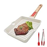 AIKENBBKK Grillpfanne 20x 20 cm mit Abnehmbarer Griff, Aluminium Steakpfanne Antihaft Beschichtung...