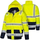 Safetytex Warnschutz Pilotenjacke - Arbeitsjacke - wasserdicht, winddicht, reflektierend - HI VIZ...