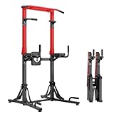 SogesHome Faltbare Power Tower Höhenverstellbarer Freistehender Fitnessgerät, Multifunktionaler...