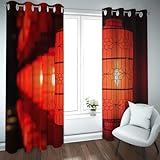 LANDOCROWN Orientalischer Neujahrs-Verdunkelungsvorhang für Schlafzimmerdekoration Asiatischer...