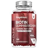 Biotin Gummibärchen - Vitamin B7 (D-Biotin) mit 450 μg - 120 Gummies - Mit Vitamin C & E, Selen,...