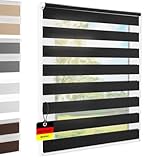 Doppelrollo Klemmfix ohne Bohren Schwarz 100x140 cm [Stoffbreite 96cm] Duo Rollo Fensterrollo für...