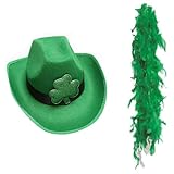 Rebellious StPatrick Cowboyhut mit Schal Irish Kleeblatt Hut Irish Nationalfeiertag Karneval...