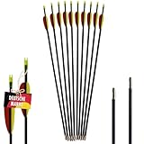 BSW - BogenSportWelt Black Bolt Fiberglaspfeile 32 Zoll für Lang- und Recurvebögen bis 30 lbs –...