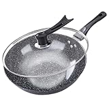 Edelstahl Antihaft Schmorpfanne mit Deckel, gleichmäßige Erwärmung tiefe Bratpfanne für alle...
