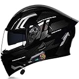 Motorradhelm für Herren mit Bluetooth Klapphelm Motorrad, Modularer Helm mit Doppelvisier ECE...