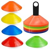 ATHLEJOY 25x Slalom Hütchen - Fussball Markierungshütchen - Fußballzubehör - Kegel für Training...