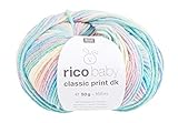 Rico Baby Classic Print DK, 50g Multicolor, weiche Babywolle zum Stricken und Häkeln
