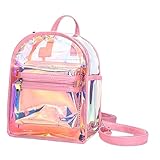 MUCKLILY Metallic Iridescent Rucksack Damen Transparent Klein Leicht Vielseitig Modisch Für Teen...