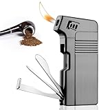 Pfeifenfeuerzeug - Nachfüllbares Vintage Fackel Feuerzeug Mit Soft Flame, Tabak Pfeifen Zubehör, 3...