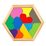 SOIMISS Holz Herzform Puzzle Teilig Bunte Geometrische Legespiele für Ab Jahren Fördert Logisches...
