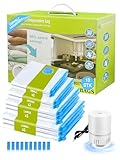 NATNAV 10 Stück Vakuumbeutel für Kleidung mit Elektrischer Luftpumpe - 3 x Jumbo, 3 x Groß, 2 x...