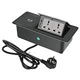 Eingebettete Tischsteckdose, 15 W kabellos + 20 W PD, Aluminiumplatte, feuerfestes ABS, nahtlose...