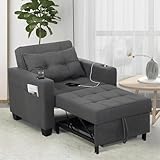 DURASPACE 99cm Schlaferstuhl, 3-in-1 umwandelbarer Stuhl Bett, ausziehbarer Schlafsessel, Schlafsofa...