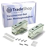 2x Trade-Shop Türscharnier oben unten inkl. Montage-Zubehör kompatibel mit Whirlpool 488000636783,...