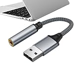 Audio-Adapter USB auf 3,5 mm – Konverter für externe Soundkarten-Buchse | Stereo-Audiokabel für...