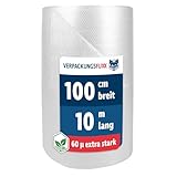 Luftpolsterfolie Rolle 100cm x 10m | Bubble Wrap für Versand, Verpackung und Umzug | 2-schichtige...