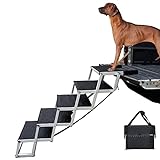 Lunvi Hunderampe für große Hunde SUV mit 5 Treppen, verbesserter Aluminiumrahmen, Haustiertreppe...