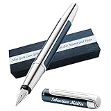 Pelikan Füllhalter Pura® P40 Petrol mit Wunschgravur | Aluminium | Personalisierte Geschenkobox...