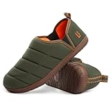 LongBay Herren Hausschuhe Memory Foam Campingschuhe Nylon Rutschfest für drinnen und draußen