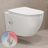 HOROW Dusch WC mit Integrierter Düse, Hänge WC Spülrandlos, WC mit Bidet Funktion, Taharet WC mit...
