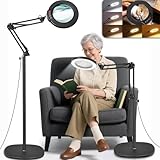 MagnieOpti 10X Stehlampe Lupe mit Licht und Ständer, 3-in-1 Flexible Schwenkarm Boden LED...