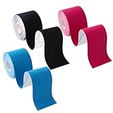 3 Rollen Kinesiologie Tape,5m x 5 cm Sporttape,Hautton,Rosa,Hellblau,Grün,Weiß, SchwarzPhysio...