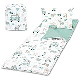 Schlafsack Kinder mit Kissen und Reißverschluss für Baby 3-7 Jahre - 75x140 cm Kinderschlafsack...