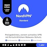 NordVPN Standard – 1 Jahr + 1 Extra-Monat – VPN & Cyberssicherheits-Software für 10 Geräte –...