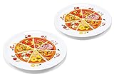 kamelshopping 2er Set Pizzateller aus Porzellan mit Aufdruck, ca. Ø 33 cm, verschiedene Designs...