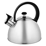 FLORINA Wasserkessel (2,5 l) I Edelstahl Teekessel BRILLO I Flötenkessel mit Bakelitgriff I...