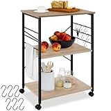 tectake® Industrial Servierwagen mit Rollen, Kücheninsel Küchenregal 3 Ablagen, Küchenschrank,...
