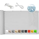 Weißer Bambus-Balkon 90 x 1200 cm – UV-Auflage, Seitenschutz, langlebige Outdoor-Abdeckung,...
