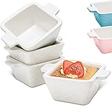 Praknu 4 Souffle Förmchen Keramik Set - Weiß 280ml - Backofenfest - Antihaftbeschichtet -...