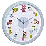 TFA Dostmann Little Animals Kinder-Wanduhr mit Tier-Motiven, leises Uhrwerk, ideal für das...
