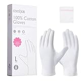COOLJOB Baumwollhandschuhe, Weiße Stoff Handschuhe aus 100% Baumwolle für trockene Hände &...