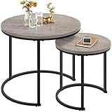 Yaheetech 2er Set Couchtisch Beistelltisch Runder Satztisch Metallgestell Kaffeetisch...