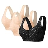 Uwdiohq Damen BH Tiefem V-Ausschnitt Für Senioren, Atmungsaktiver Mit Frontverschluss Bügellose...