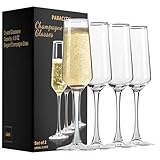 PARACITY Champagnerflöten, Champagnergläser 4er Set, Elegante 241.0 g Glas Champagnerflöten,...