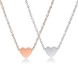 2 Stk Herzkette Halskette mit Herz Anhänger für Damen Liebe Herz Prinzessin Damen Schöne Kette...