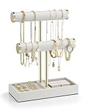 Vlando 2-Tier Armbandhalter, Schmuckständer mit Ablage - Lederner Schmuckhalter Organizer für...