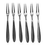 Fackelmann Set mit 6 Fisch- und Schneckengabeln aus Edelstahl, 12,5 cm, Holz, Farbe: Silber,...