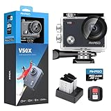 AKASO V50X Action Cam 4K30FPS mit 64GB U3 Speicherkarte Unterwasserkamera WiFi 40M EIS Anti-Shake...