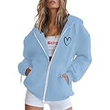 Damen Hoodie Oversize Langam Kapuzenjacke Elegant Hooded Sweatjacke mit Kapuze Mode Bedruckt...