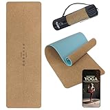 ALPIDEX Kork Yogamatte 183 x 61 x 0.6 cm E-Book Fitness Pilates Matte Schadstofffrei rutschfest...