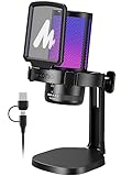 MAONO USB Gaming Mikrofon, Noise Cancellation Kondensator Microphone mit Mute, Gain, Monitoring,...