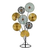 Lifestyle & More Moderne Skulptur Dekofigur Flower aus Metall Schwarz/Gold/Blau Höhe 53 Breite 32...