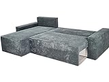 Sofa Wohnlandschaft Schlafsofa XXL Cord Couch Klappbar mit Stauraum Grau